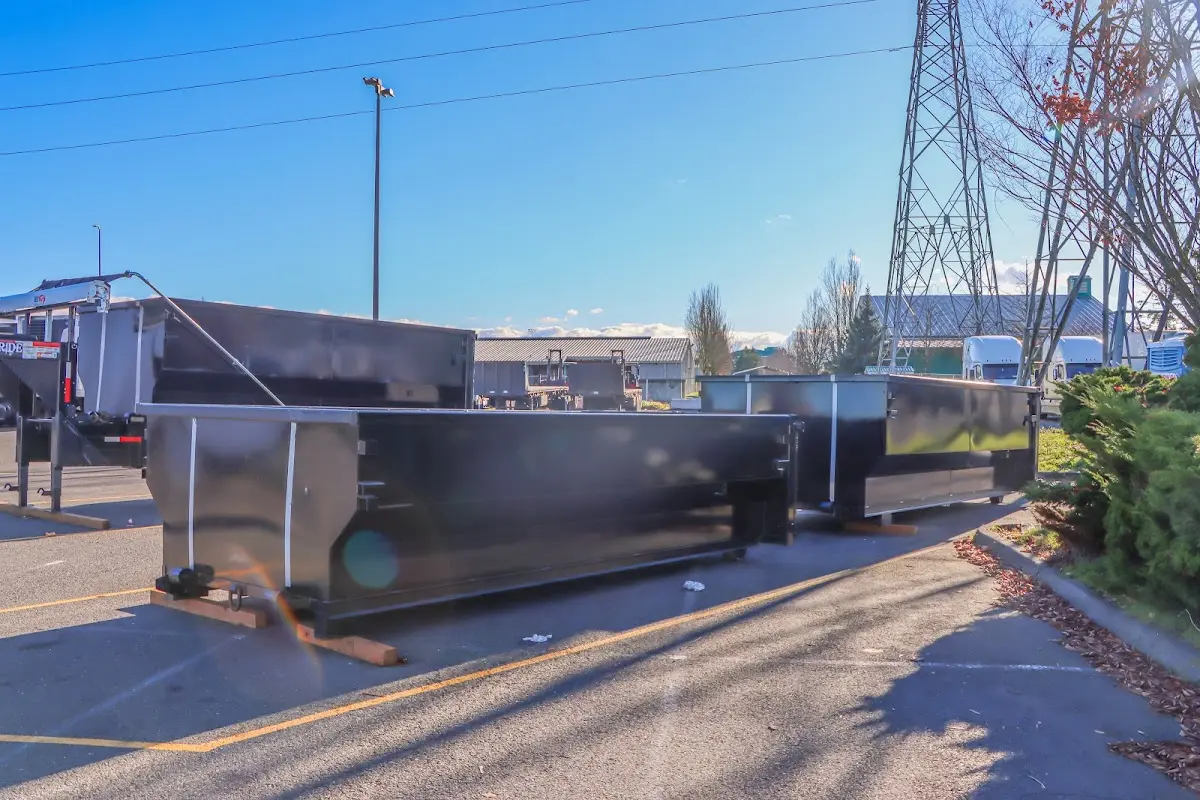 Roll-off dumpster ready for waste disposal at job site for Construction Dumpster Rental in Lemon Hill